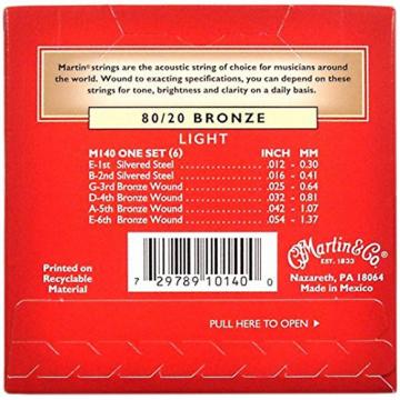 Martin M140 Bronze Acoustic Guitar Strings, Light