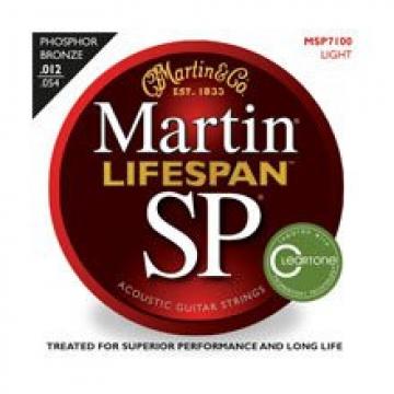 Martin MSP7100 SP Lifespan 92/8 Phosphor Bronze Acoustic Guitar Strings, Light 2 Pack