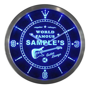 ncpf1016-b MARTIN'S Famous Guitar Lounge Beer Pub LED Neon Sign Wall Clock