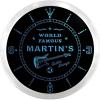 ncpf1016-b MARTIN'S Famous Guitar Lounge Beer Pub LED Neon Sign Wall Clock