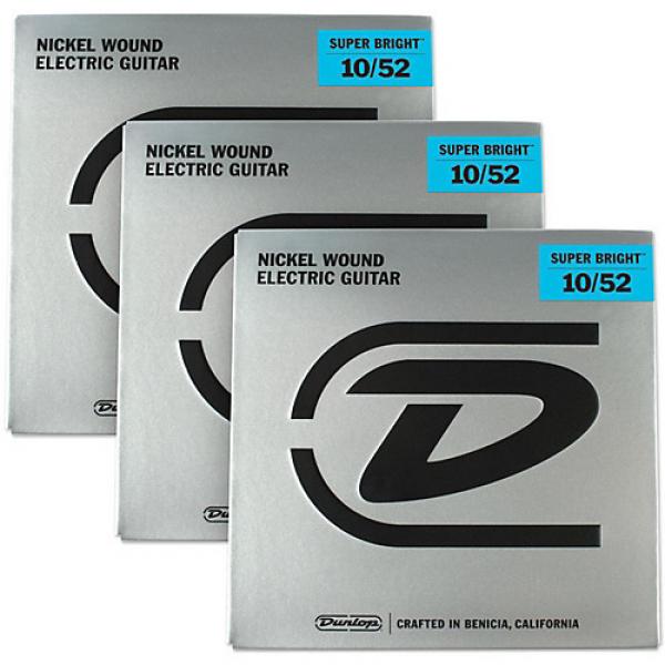 Dunlop Super Bright Light Top/Heavy Bottom Nickel Wound Electric Guitar Strings (10-52) 3-Pack #1 image