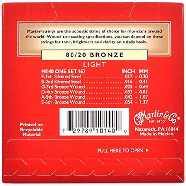 Martin M140 Bronze Acoustic Guitar Strings, Light #2 image