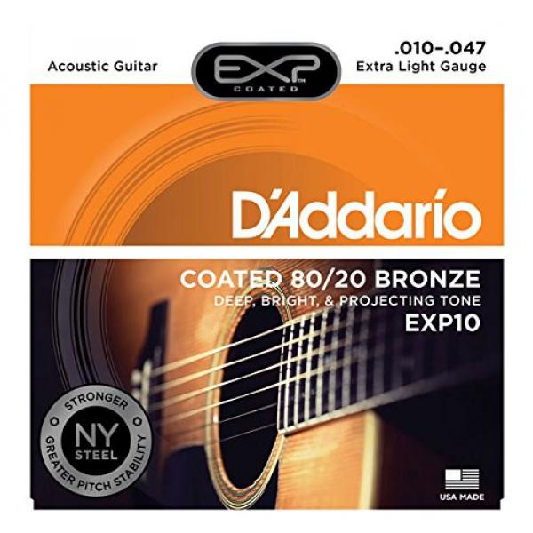 D'Addario EXP10 with NY Steel Acoustic Guitar Strings, 80/20, Coated, Extra Light, 10-47 #1 image