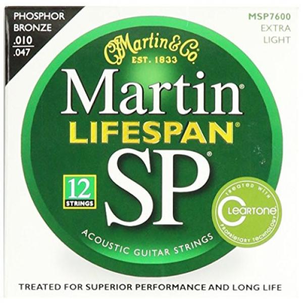 Martin MSP7600 SP Lifespan 92/8 Phosphor Bronze Acoustic String, Extra Light, 12-String #1 image