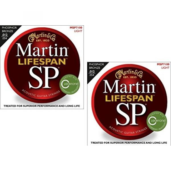 Martin MSP7100 SP Lifespan 92/8 Phosphor Bronze Acoustic Guitar Strings, Light 2 Pack #1 image