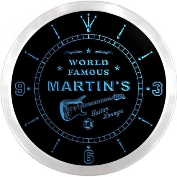 ncpf1016-b MARTIN'S Famous Guitar Lounge Beer Pub LED Neon Sign Wall Clock #1 image